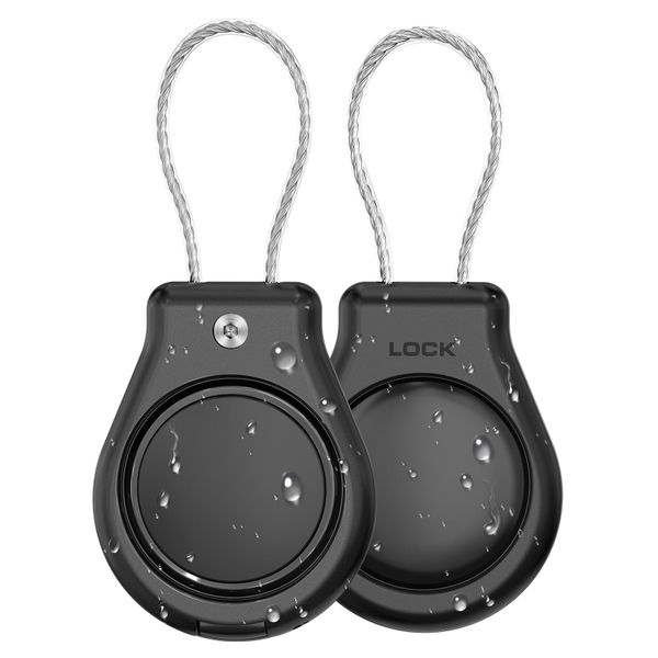 IPX8 Waterproof AirTag Keychain Holder Lock Case with Wire Cable