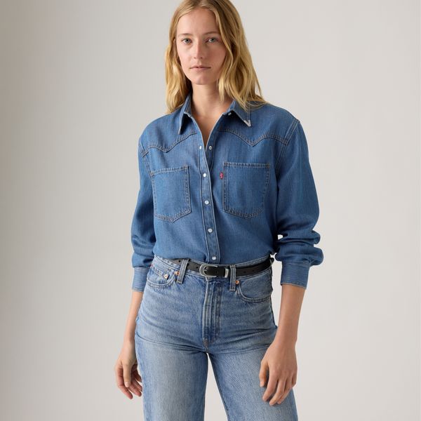 Levi's® Women's Teodora Western Shirt - Med Indigo - Worn In