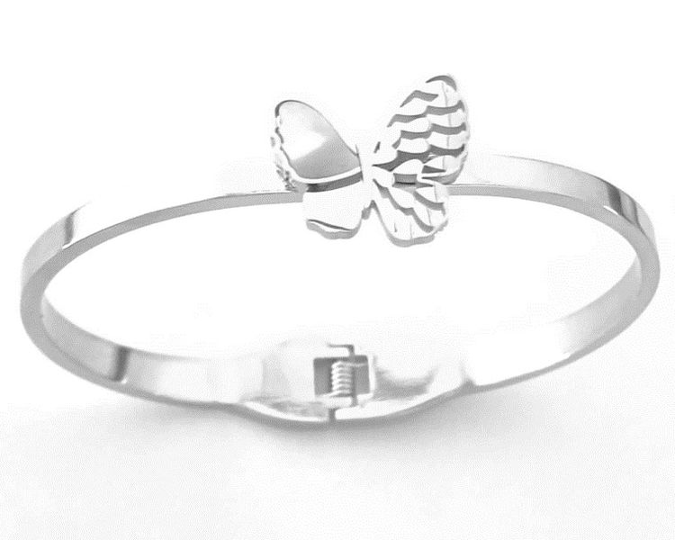 Stainless Steel Gifts Marble Butterfly Spring Bangle