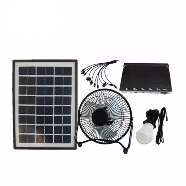 5W Solar Energy Saving Lighting Kit with 12V Solar Fan and 3 Bulbs