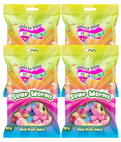 Sweets from Heaven | Sour Worms | Sweets &amp; Chocolate Hampers | 50g | 4 Pk
