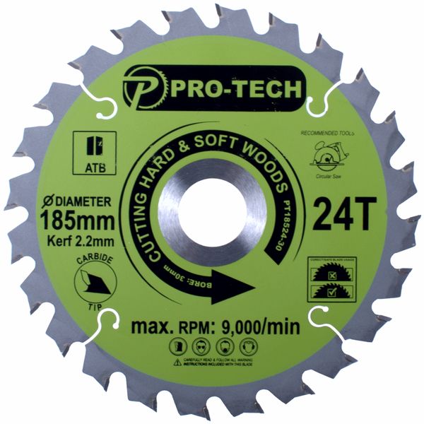 Pro-Tech - Saw Blade - 185x2.2x30x24T - Wood Professional - 2 Pack