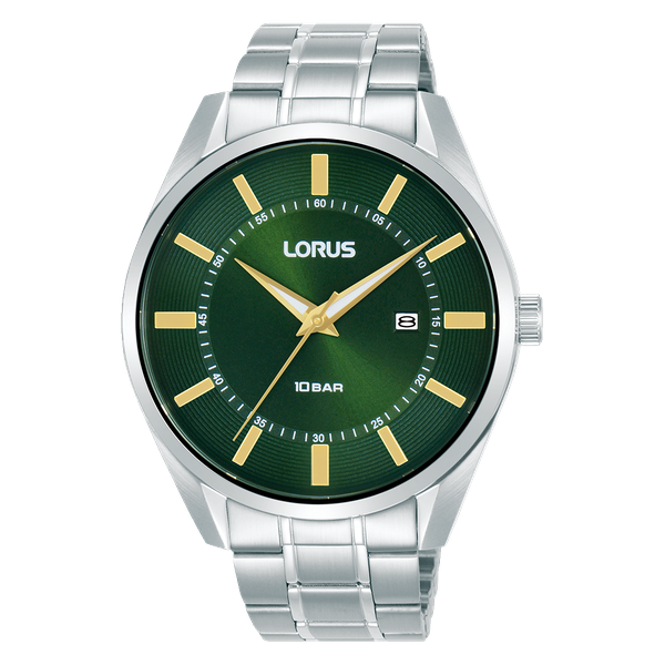 Lorus Men Silver-Green Metal Formal, Analogue RH911SX9