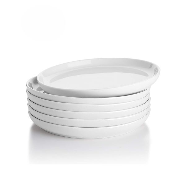 Plate 19.5cm Lipped White Porcelain - 6 Piece