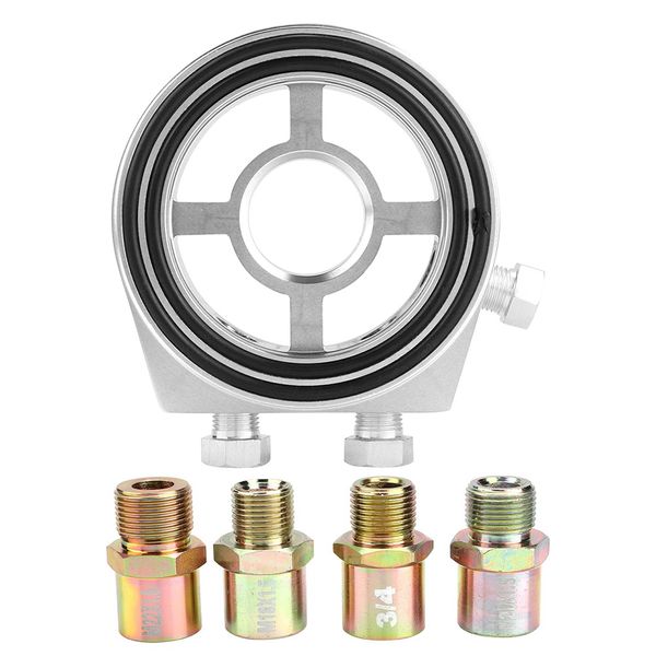 Silver Aluminum Oil Filter Sandwich Plate Adapter Cooler M20 x 1.5 3 / 4