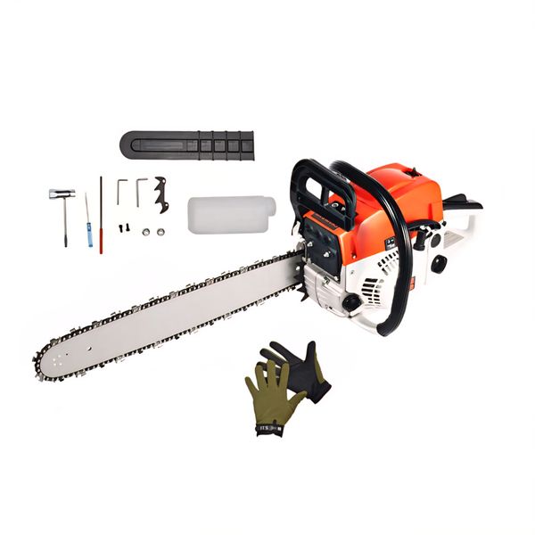 52cc 20" 2-Stroke Petrol Power Chainsaw With Tool Kit &amp; Gloves- 7500Rpm