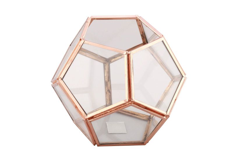 Geometric Glass Candle Holder for Home Décor - Rose Gold Finished