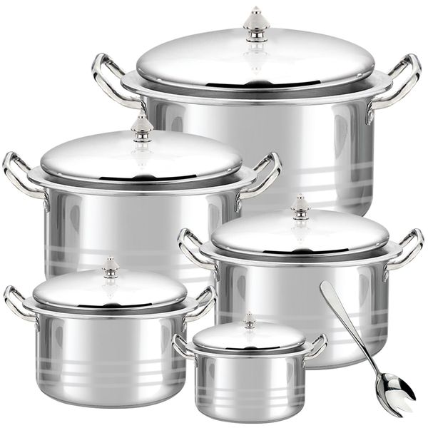 11 Piece Combo Set - Superior Quality Heavy Bottom Stainless Steel Pot Set
