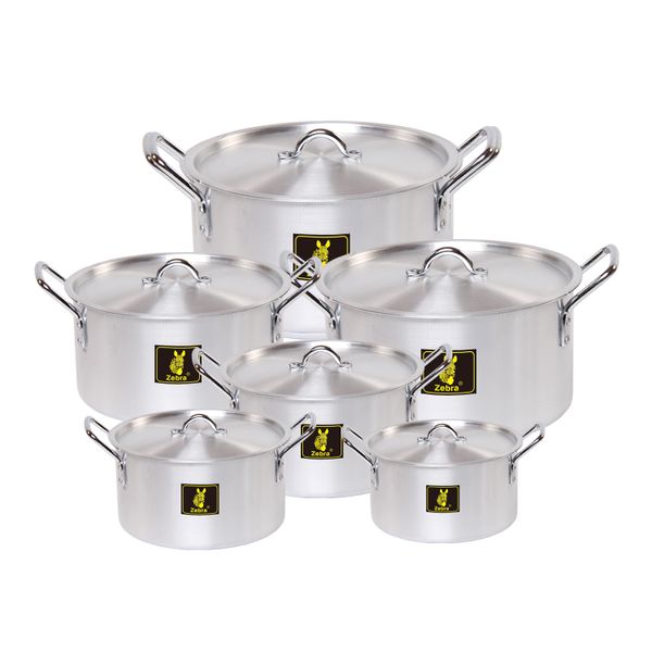 Zebra - 12 Piece Aluminum Cookware pots Set stew pan