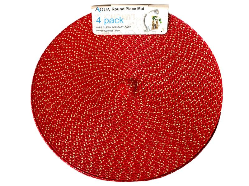 Placemats Round Weave Red - 4 Piece