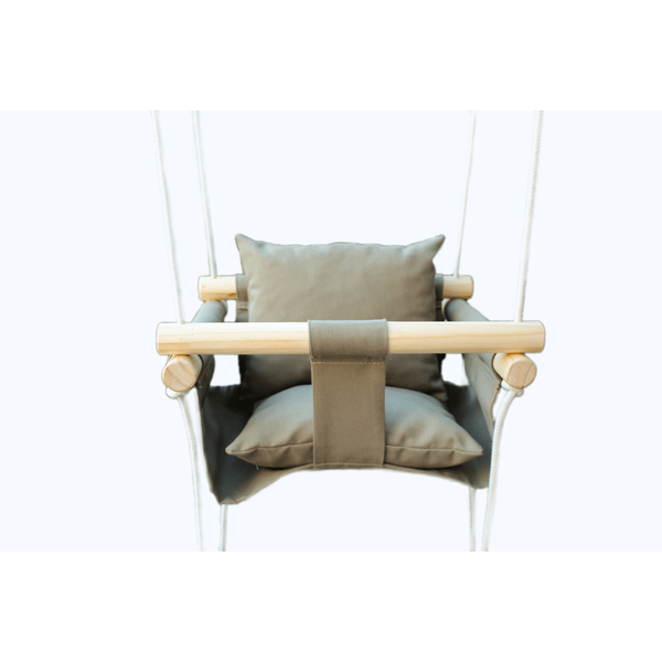 Baby Swing Fabric &amp; Wood - Khaki Deluxe - Indoor
