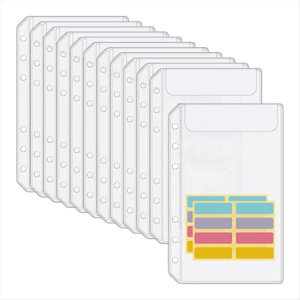 A6 Binder Pockets 12 Pcs No Zipper Envelopes for Budgeting