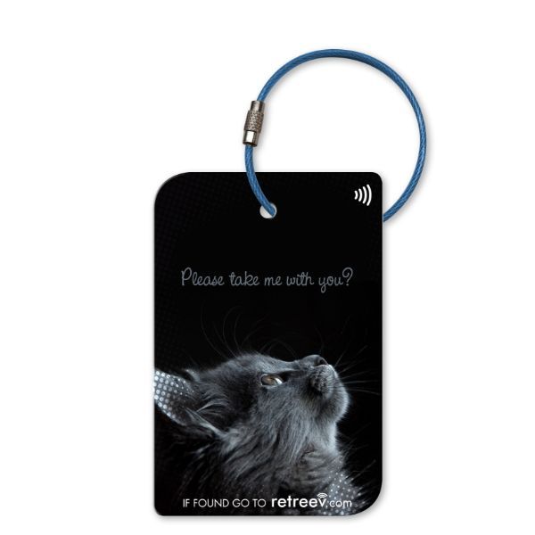 Retreev Smart NFC &amp; QR Code Luggage Tag: Secure Bag Retrieval - Cat