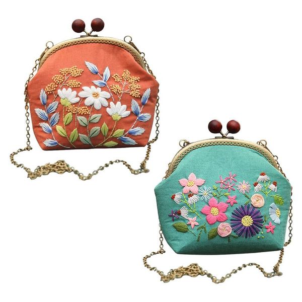 2Pcs Beginner Embroidery Coin Purse Kit (Non Finished Products)