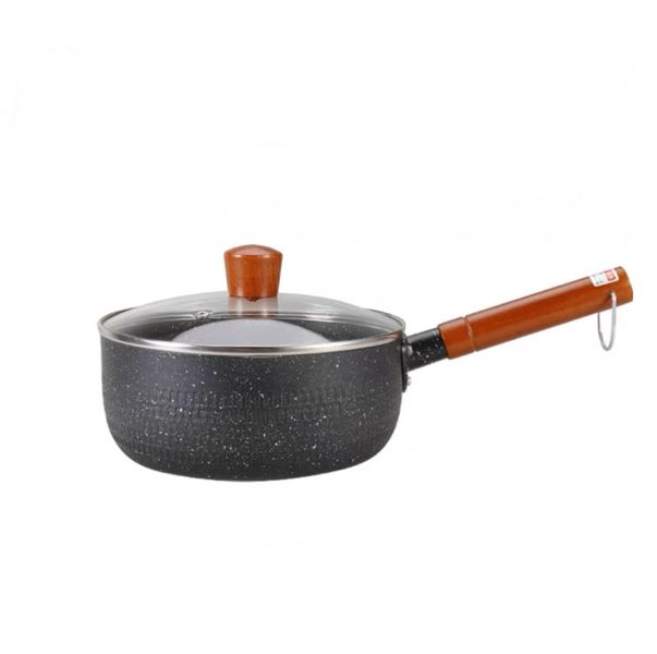 Black Pot Non-stick Pot With Lid Black -20Cm