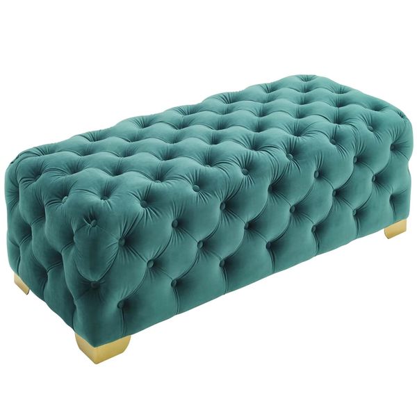 Sensible Tufted Button Bench In Green image
