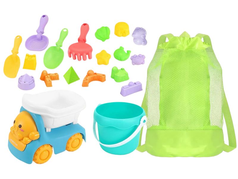 Mini Beach Toy Set with Octo Truck and Large Backpack - 20-Piece Set