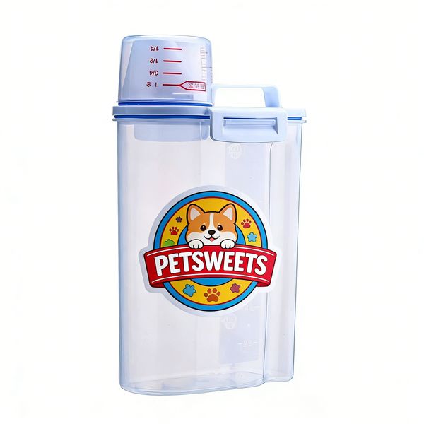 2.5L Pet Food Storage Container with Lid and Measuring Cup for Dogs/Cats