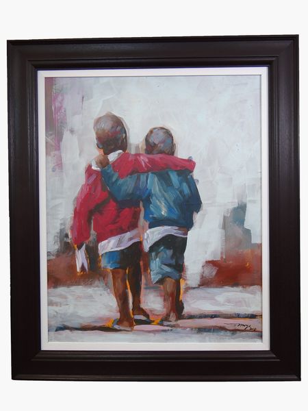 Exclusive Home Decor - Two Childhood Friends (Framed Acrylic Fine Art Painting)