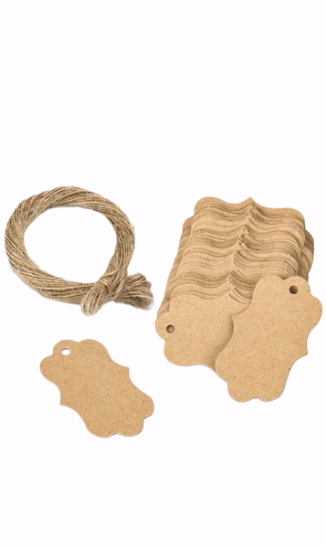 100PCS Kraft Packaging Tags With Twine (Brown)