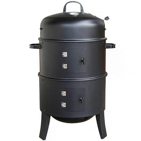 32"Vertical Charcoal Smoker BBQ Grill Fire Pit 3-in-1 Adjustable Air Vent