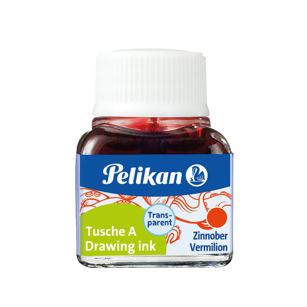Pelikan Drawing Ink 10ml Vermilion, Water-Soluble, Quick-Drying Art Ink