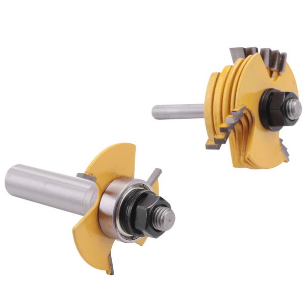 2 Pcs Slot Cutter 3 Wing Router Bit 1/2&amp;1/4 Woodworking Tool