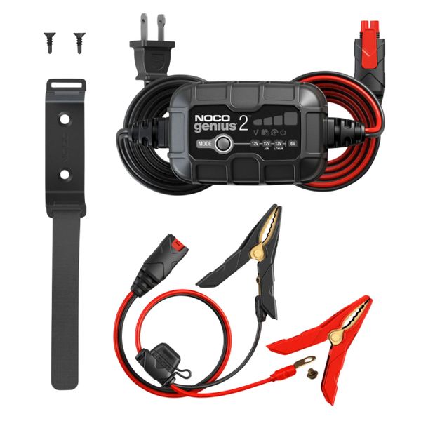 Noco Genius2 6V &amp; 12V 2-Amp Smart Battery Charger &amp; Maintainer Kit