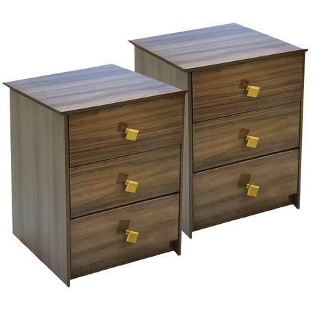 Nightstands Set of 2 Beside Table End Table Small Dresser with 3 Drawers Image