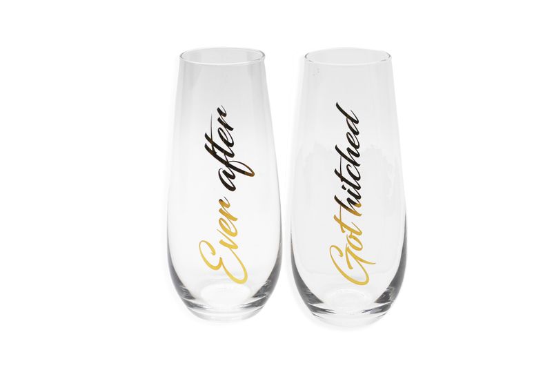 Clink - Ever After &amp; Got Hitched Stemless Champagne