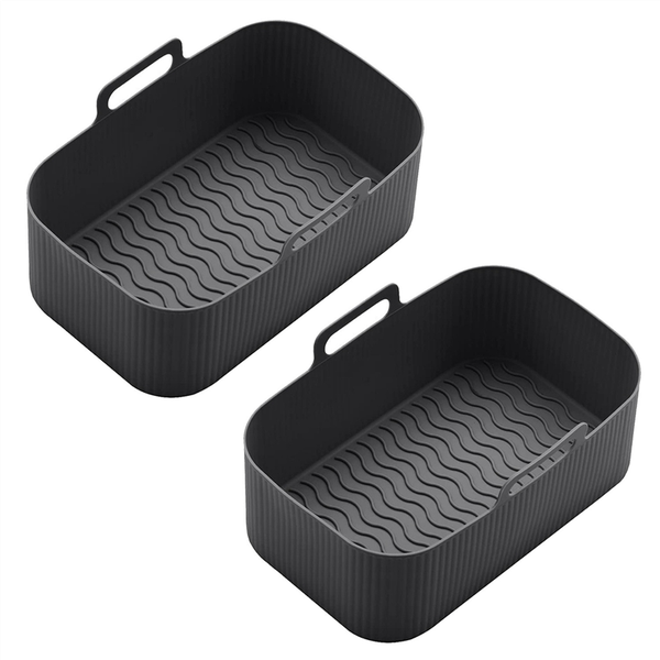 2Pcs Silicone Pot For Air Fryer Silicone Air Fryer Liner Black