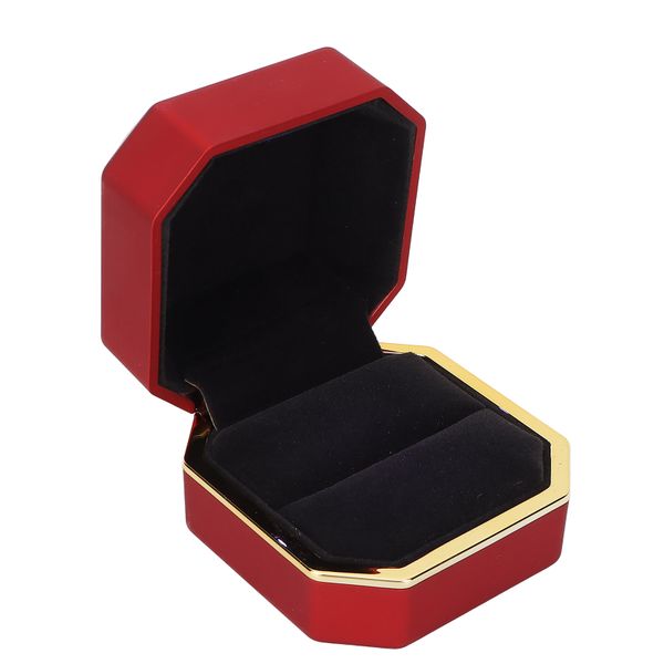 Red LED Jewelry Ring Box: Engagement Gift, Wedding Display &amp; Storage