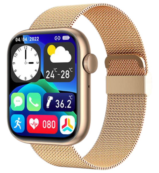 IP67 Water Resistant Smart Watch With Body Temperature Detector - Gold