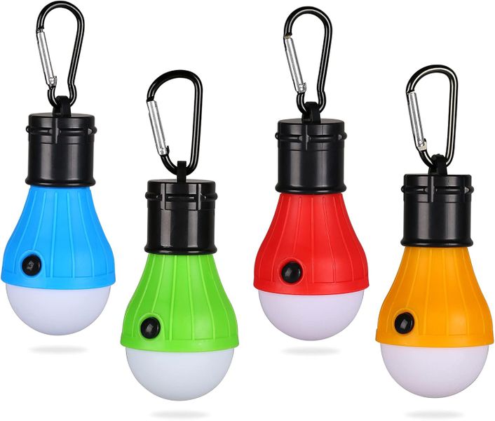 LED Lantern - 4x LED Camping Lamp - With Carabiner Clip