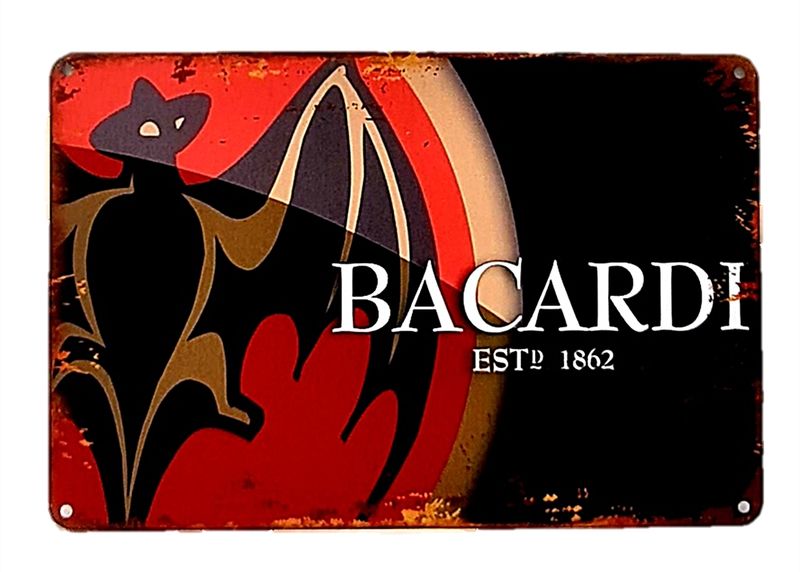 Bacardi Vintage Style Metal Tin Bar Sign for Bar Pub Wall Décor