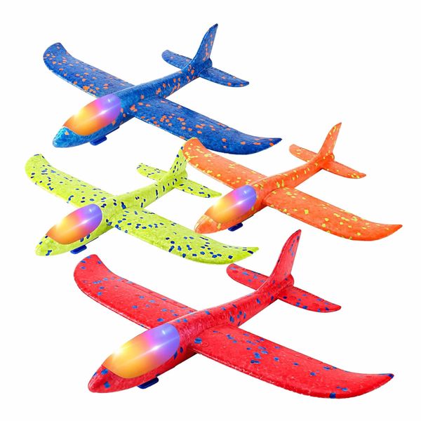 4 Pack Led Foam Airplane,17.5" Large Throwing Foam Plane