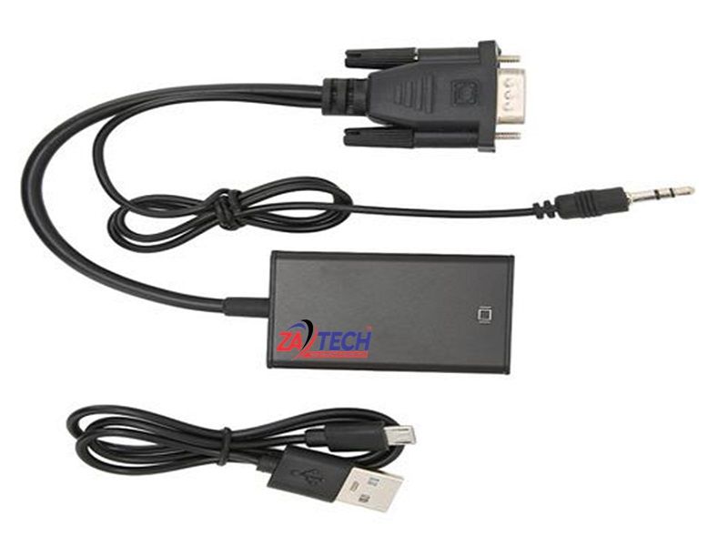 ZATECH VGA Male to HDMI Female Converter w/Audio Adapter 1080P Signal