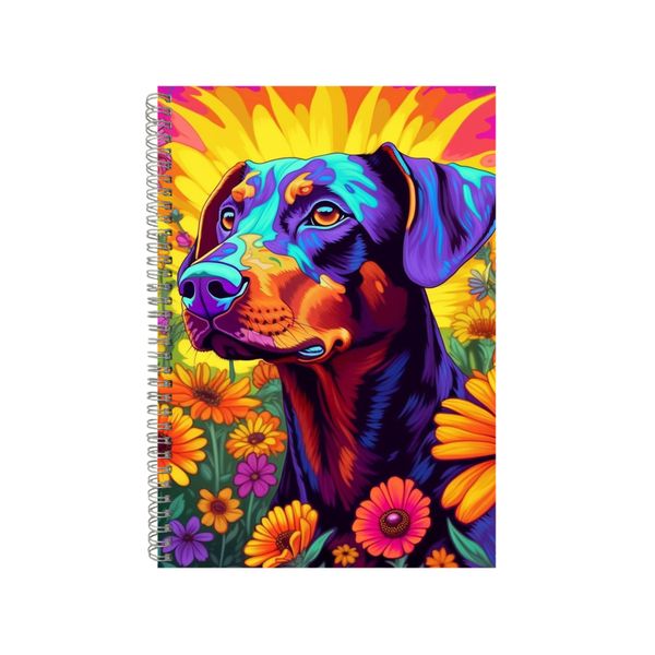 Doberman Pinscher Sunflowers Neon Notebook Gift Idea A4 Notepad Pad 74