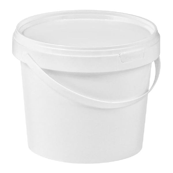 Bucket with Tamperproof Lid &amp; Handle - 2 Litre - White - 5 Pack