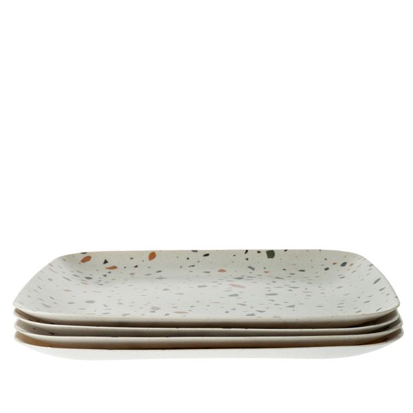 George &amp; Mason - Terrazzo Square 4 Pack Bamboo Fibre Side Plates