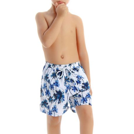 Olive Tree Boys Board Shorts Swim Beachwear Blue Coconut Tree