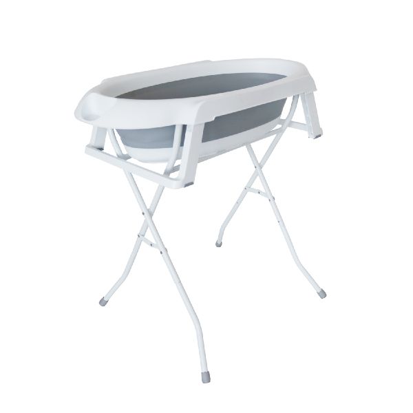 Adjustable Height Baby Bath Tub with Folding Stand - Grey
