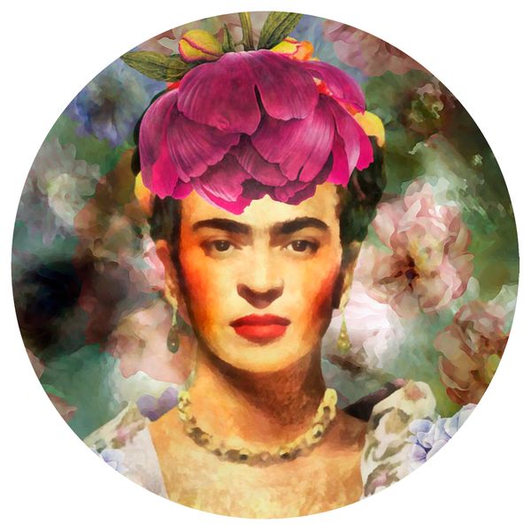Frida Kahlo Painted Flowers Round Tablecloth