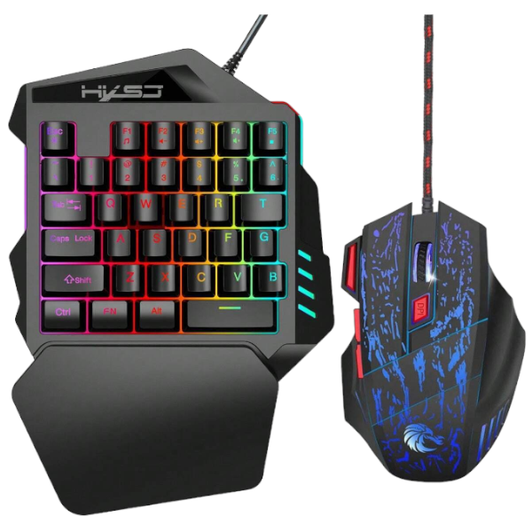 HKSJ - Plug &amp; Play Single Hand Keyboard &amp; Mouse Set - Black