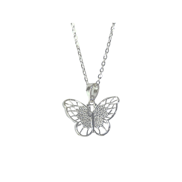 Butterfly Pendant with Necklace - 925 Sterling Silver - 50cm Chain