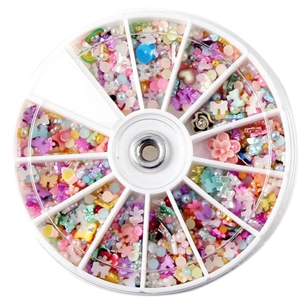 1200X Wheel Mixed 3D Diy Nails Glitter Rhinestones Art Decoration