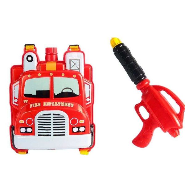 Kids Fireman Truck Pretend Play Water Gun Hose Backpack Outdoor play