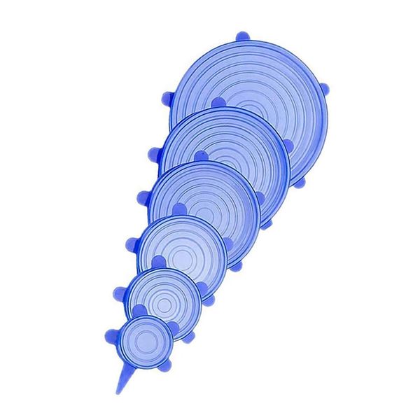 6-Piece Reusable Transparent Stretchable Silicone Lid Cover