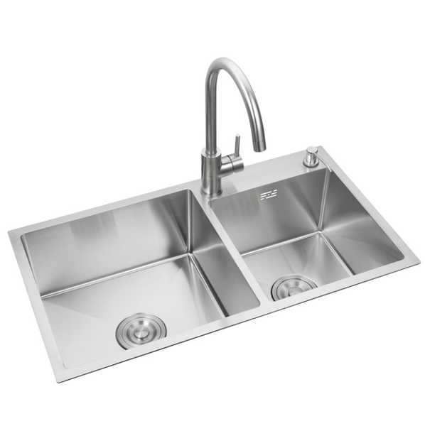 Durable Stainless Steel Kitchen Sink with Drainboard and Deep Basin