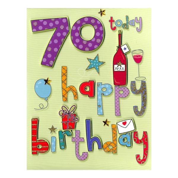 Gigantic Greeting Card - 70 Today - with Wine
